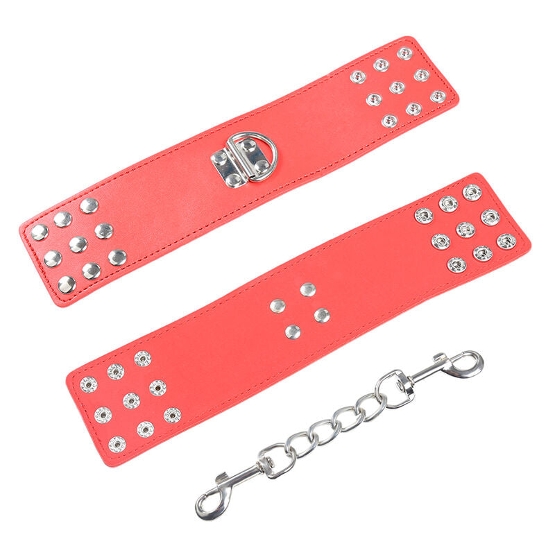 Ohmama Fetish Red Handcuffs With Snap Closure | Niks.fi verkkokauppa