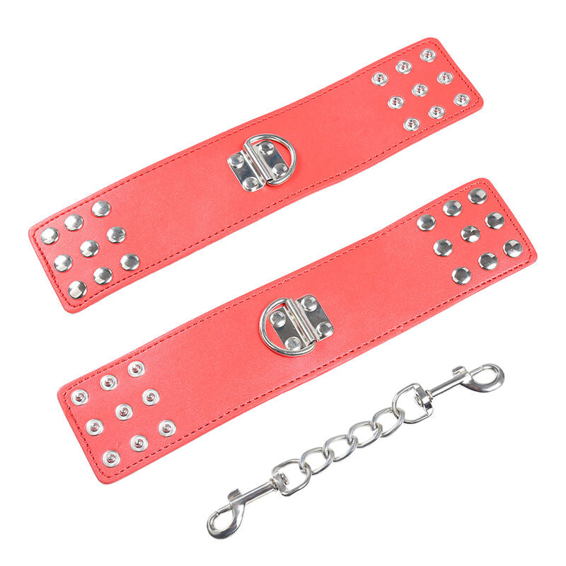 Ohmama Fetish Red Handcuffs With Snap Closure | Niks.fi verkkokauppa