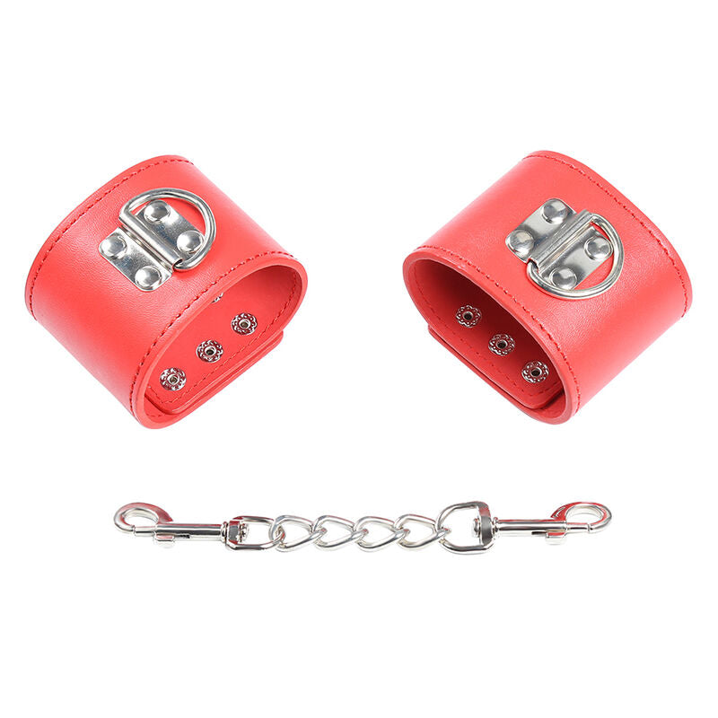 Ohmama Fetish Red Handcuffs With Snap Closure | Niks.fi verkkokauppa