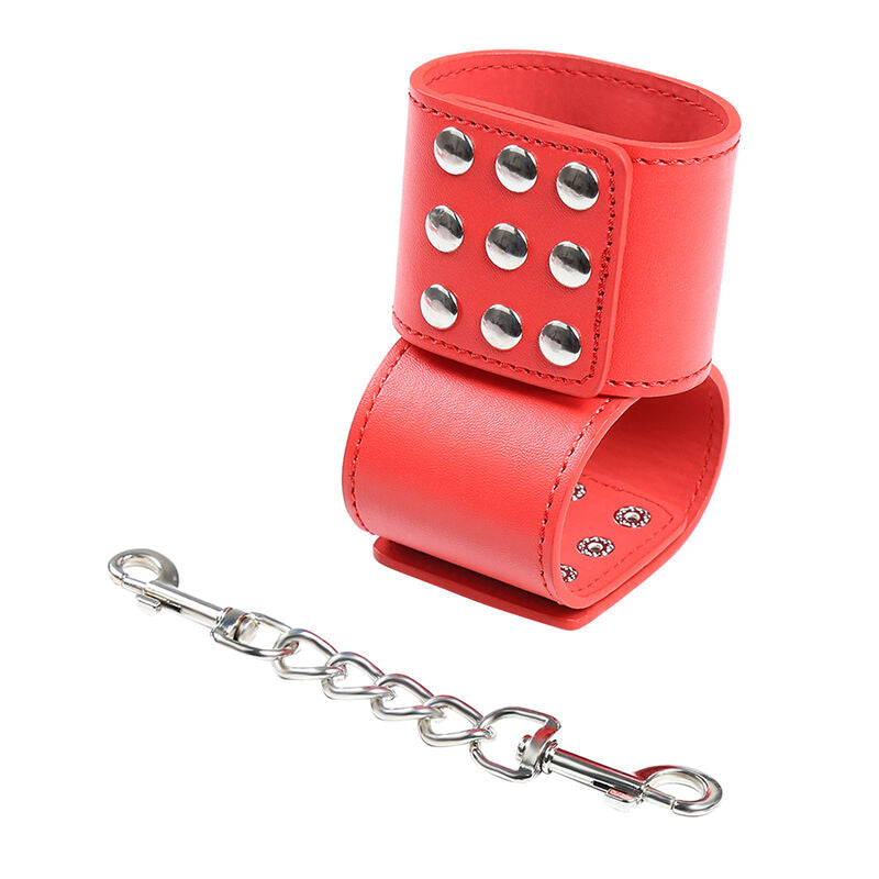 Ohmama Fetish Red Handcuffs With Snap Closure | Niks.fi verkkokauppa