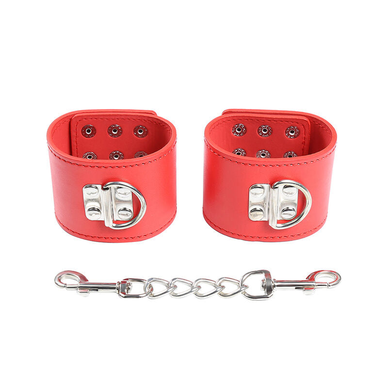 Ohmama Fetish Red Handcuffs With Snap Closure | Niks.fi verkkokauppa