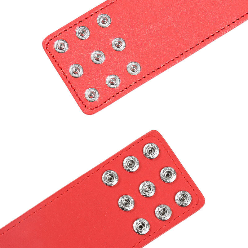 Ohmama Fetish Red Handcuffs With Snap Closure | Niks.fi verkkokauppa