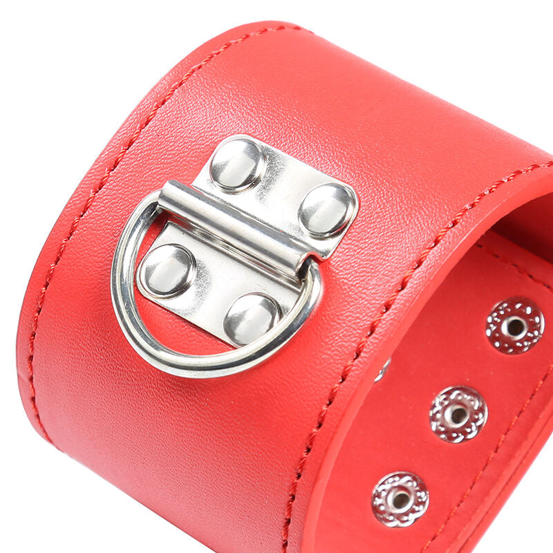 Ohmama Fetish Red Handcuffs With Snap Closure | Niks.fi verkkokauppa