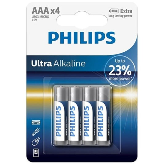 Philips Ultra Alkaline Battery Aaa Lr03 4 Unit | Niks.fi verkkokauppa