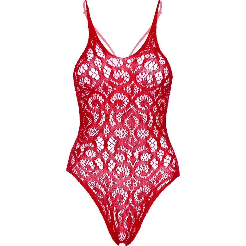 Leg Avenue Seamless Scroll Lace Teddy Red | Niks.fi verkkokauppa