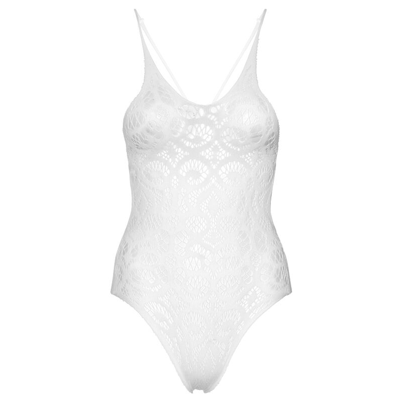 Leg Avenue Seamless Scroll Lace Teddy White | Niks.fi verkkokauppa