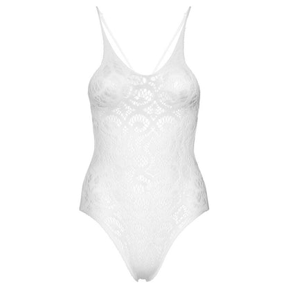 Leg Avenue Seamless Scroll Lace Teddy White | Niks.fi verkkokauppa