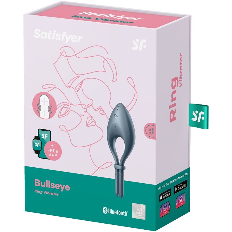 Satisfyer Bullseye Ring Vibrator App Grey | Niks.fi verkkokauppa