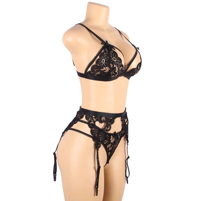 Subblime Set Three Pieces Set Bra + Garter Belt + Thong S/M | Niks.fi verkkokauppa