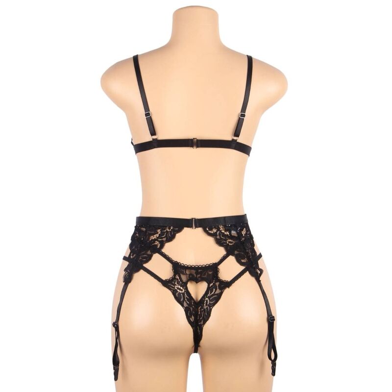 Subblime Set Three Pieces Set Bra + Garter Belt + Thong S/M | Niks.fi verkkokauppa