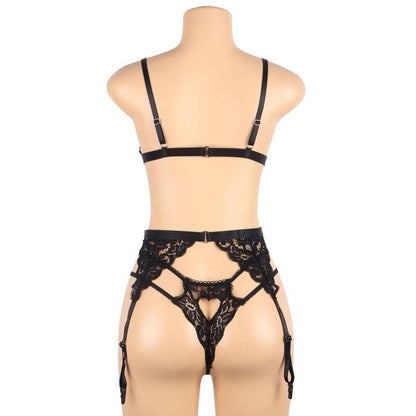 Subblime Set Three Pieces Set Bra + Garter Belt + Thong S/M | Niks.fi verkkokauppa