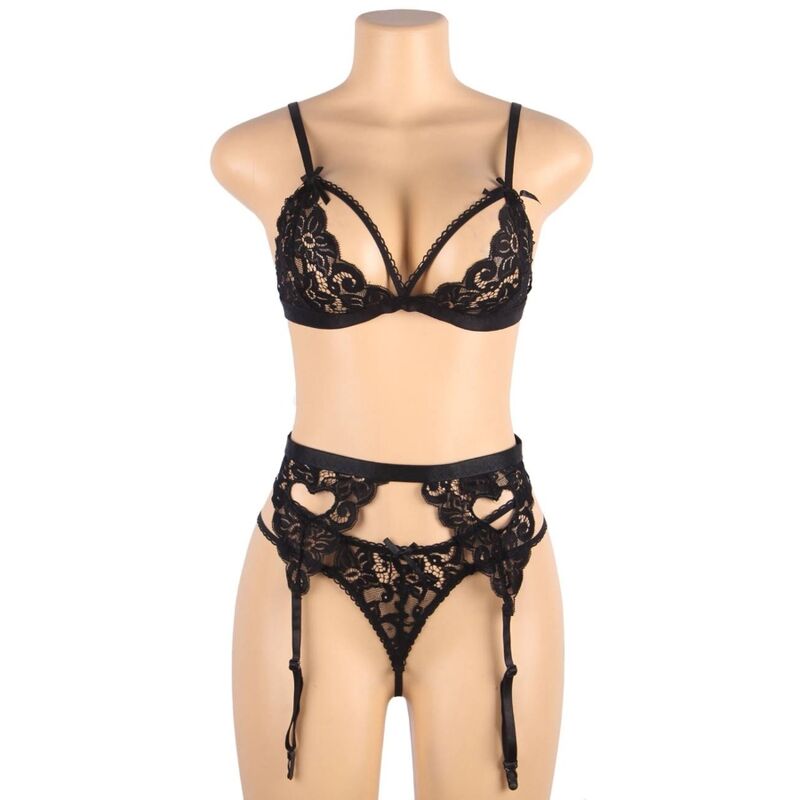 Subblime Set Three Pieces Set Bra + Garter Belt + Thong S/M | Niks.fi verkkokauppa