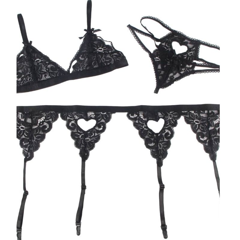 Subblime Set Three Pieces Set Bra+ Garter Belt + Thong L/Xl | Niks.fi verkkokauppa