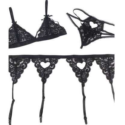 Subblime Set Three Pieces Set Bra+ Garter Belt + Thong L/Xl | Niks.fi verkkokauppa