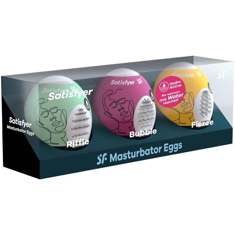Satisfyer 3 Masturbator Eggs Riffle, Bubble & Fierce | Niks.fi verkkokauppa