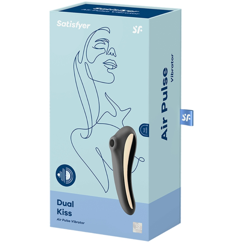 Satisfyer Dual Kiss Air Pulse - Musta vibraattori | Niks.fi verkkokauppa