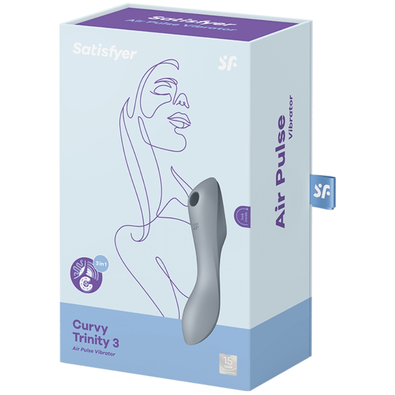 Satisfyer Curvy Trinity 3 Air Pulse Vibrator Grey | Niks.fi verkkokauppa
