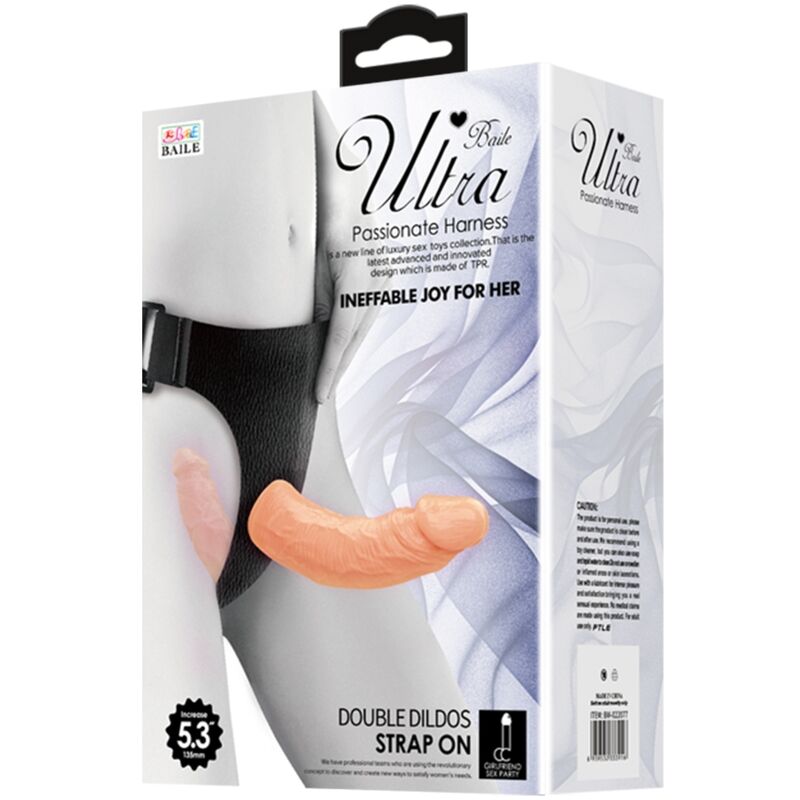 Baile Ultra Passionate Double Dildos With Harness | Niks.fi verkkokauppa