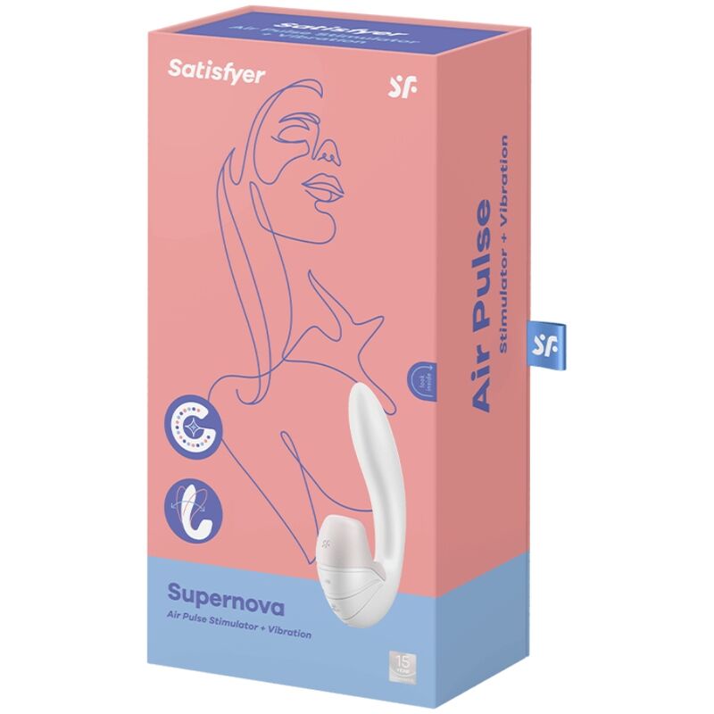 Satisfyer Supernova Air Pulse Stimulator & Vibration White | Niks.fi verkkokauppa