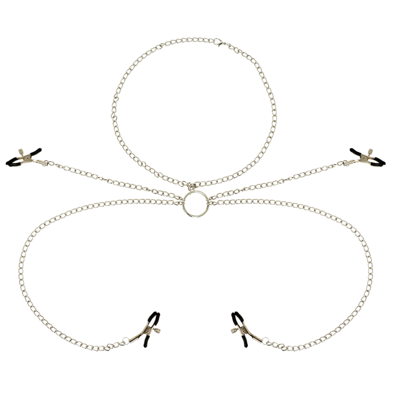 Ohmama Fetish 4 Nipple Clamps With Chain Necklace | Niks.fi verkkokauppa