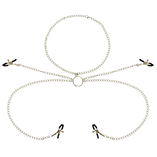 Ohmama Fetish 4 Nipple Clamps With Chain Necklace | Niks.fi verkkokauppa