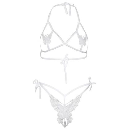 Leg Avenue Two Pieces Set Bra And Panty Of Butterflies & Pearls One Size White | Niks.fi verkkokauppa
