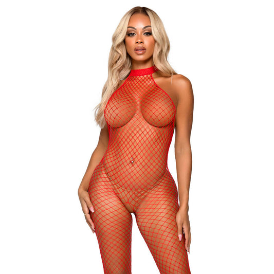 Leg Avenue Le Frivole Bodystocking Racer Neck One Size Red | Niks.fi verkkokauppa