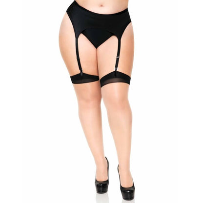 Leg Avenue Plus Lycra Sheer 2 Tone Thigh High With Backseam And Cuban Heel | Niks.fi verkkokauppa