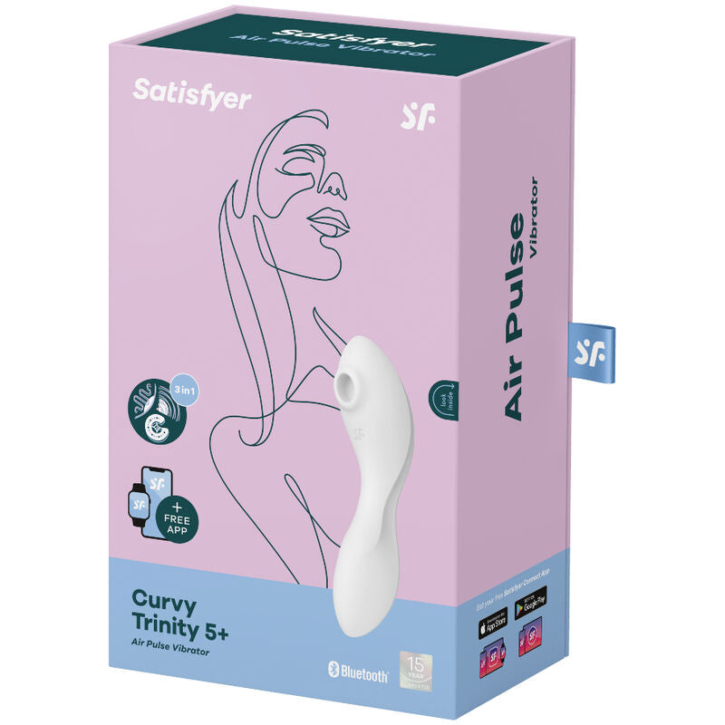 Satisfyer Curvy Trinity 5 Air Pulse Stimulator & Vibrator App White | Niks.fi verkkokauppa