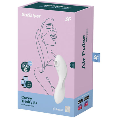 Satisfyer Curvy Trinity 5 Air Pulse Stimulator & Vibrator App White | Niks.fi verkkokauppa