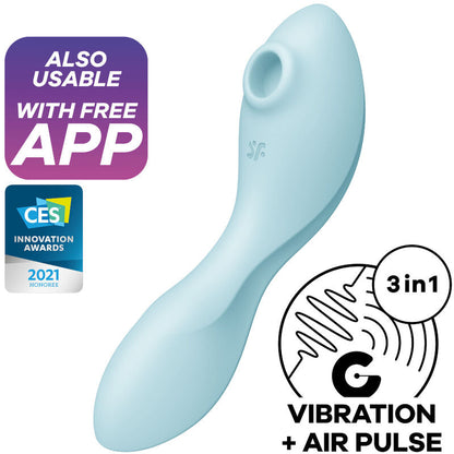 Satisfyer Curvy Trinity 5 Air Pulse Stimulator & Vibrator App Blue | Niks.fi verkkokauppa