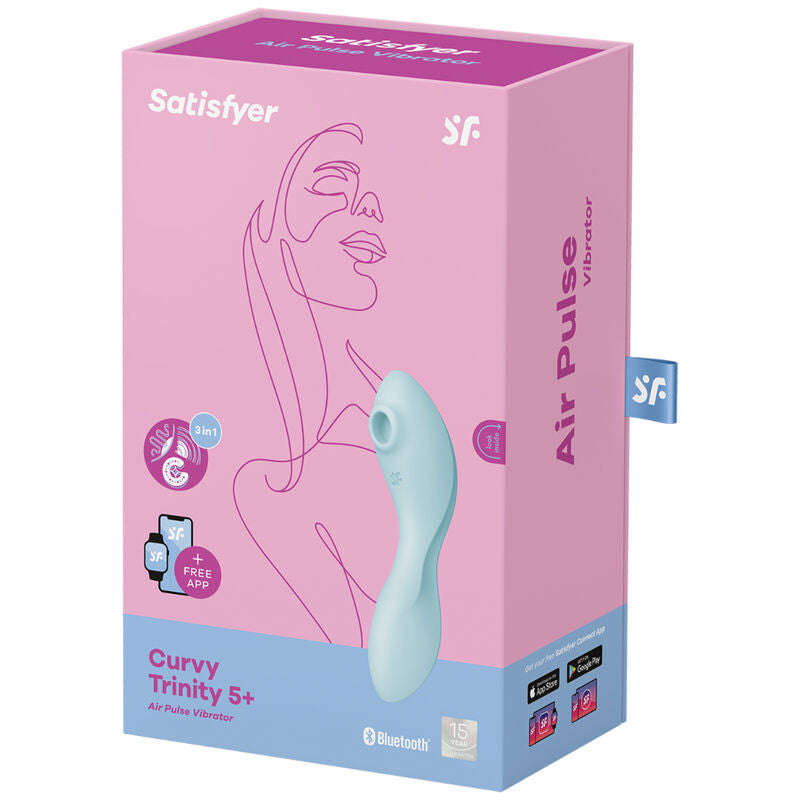 Satisfyer Curvy Trinity 5 Air Pulse Stimulator & Vibrator App Blue | Niks.fi verkkokauppa