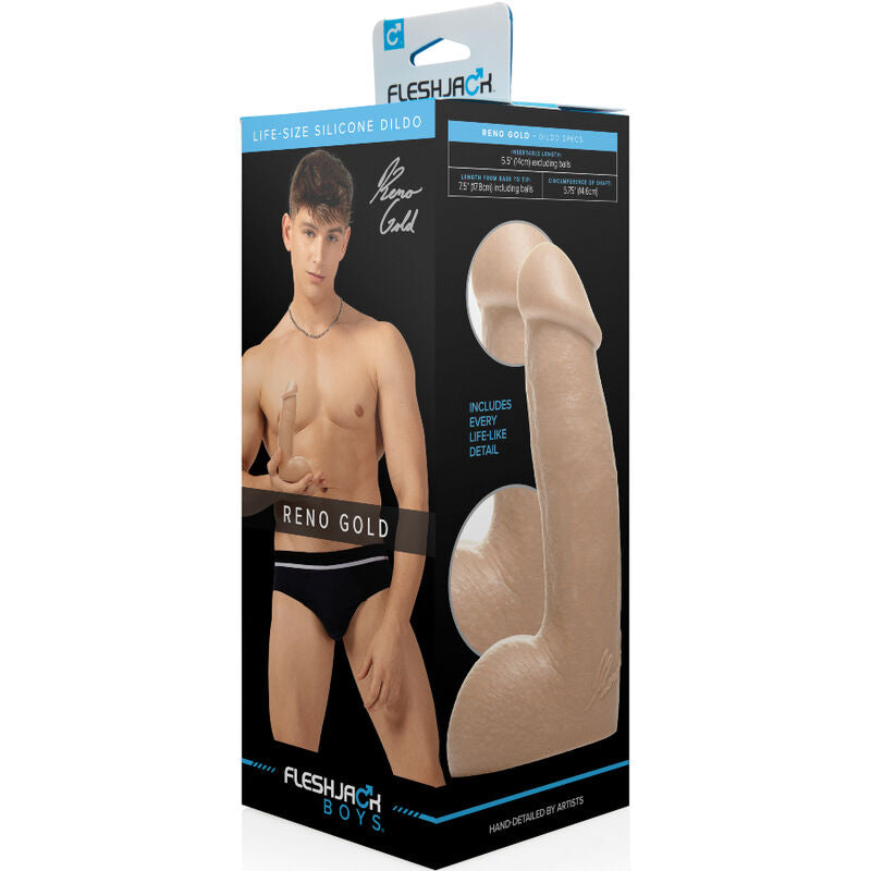 Fleshjack Reno Gold Dildo 19 Cm | Niks.fi verkkokauppa