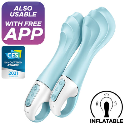 Satisfyer Air Pump Vibrator 5+ Inflatable G-Spot Vibrator App Blue | Niks.fi verkkokauppa
