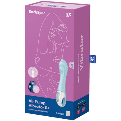 Satisfyer Air Pump Vibrator 5+ Inflatable G-Spot Vibrator App Blue | Niks.fi verkkokauppa