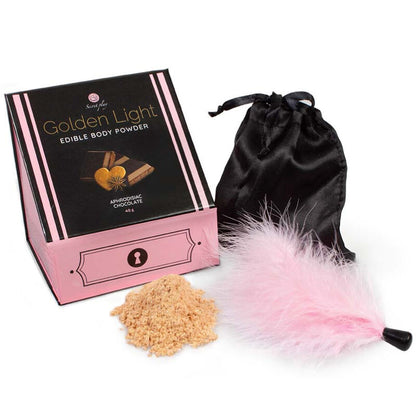 Secretplay Golden Light Kit Aphrodisiac Chocolate Edible Powder & Feather | Niks.fi verkkokauppa