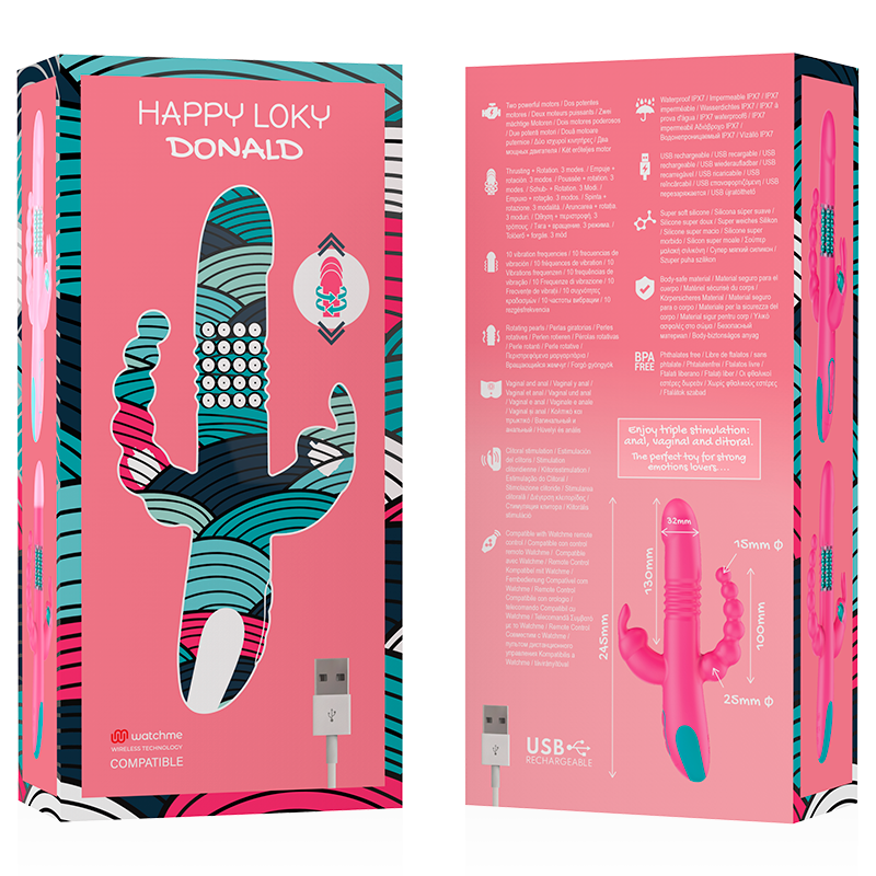 Happy Loky Donald Triple Stimulation: Anal, G-Spot & Clitoral Watchme Wireless Technology Compatible | Niks.fi verkkokauppa