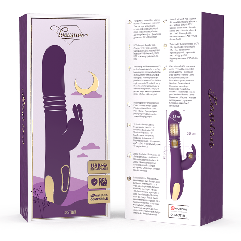 Treasure Bastian Rabbit Up & Down, Rotator & Vibrator Compatible With Watchme Wireless Technology | Niks.fi verkkokauppa