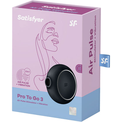 Satisfyer Pro To Go 3 Double Air Pulse Stimulator & Vibrator Black | Niks.fi verkkokauppa