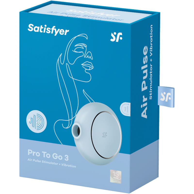 Satisfyer Pro To Go 3 Double Air Pulse Stimulator & Vibrator Blue | Niks.fi verkkokauppa