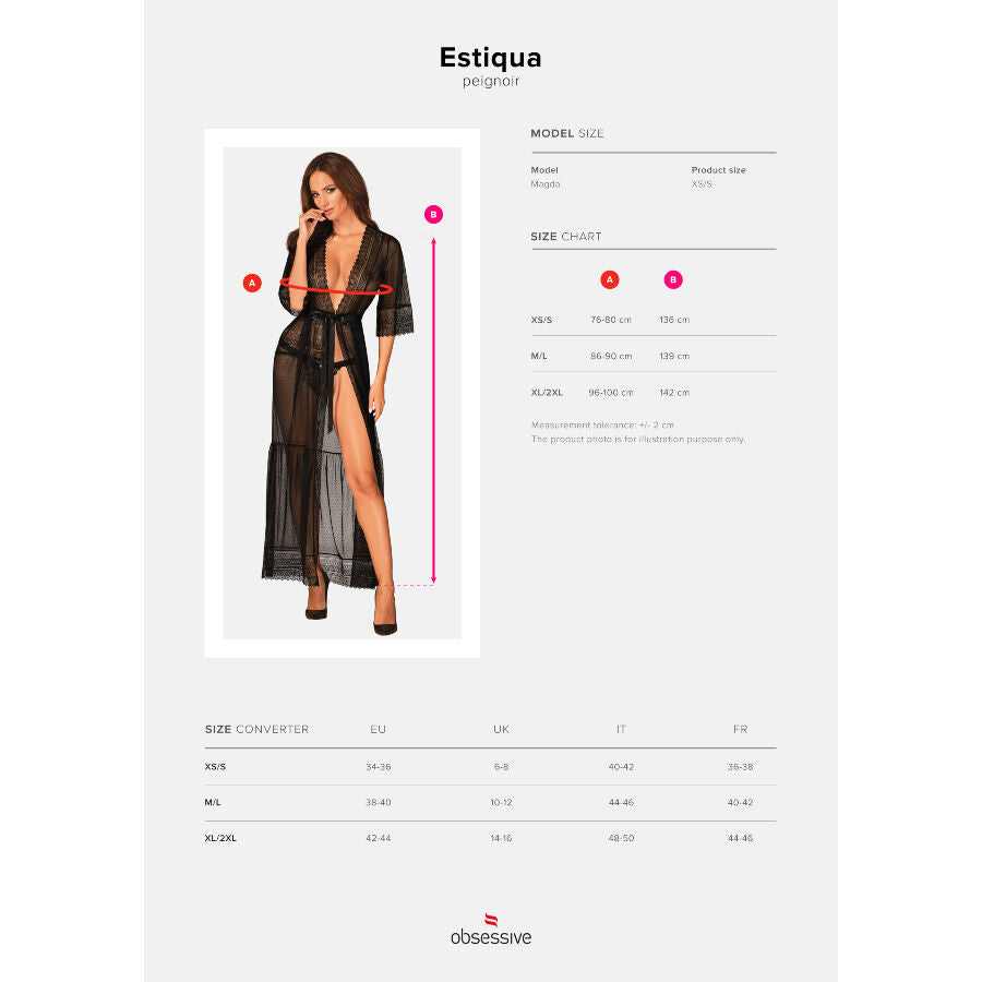 Obsessive Etiqua Peignoir Xl/Xxl | Niks.fi verkkokauppa