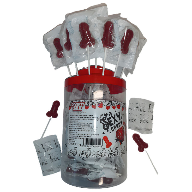 Diablo Picante 50 Strawberry & Cherry Candy Penis Lollipop (50 Units) | Niks.fi verkkokauppa