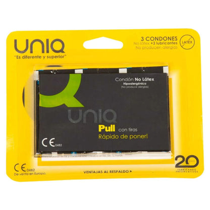 Uniq Pull Latex Free Condoms With Strips 3 Units | Niks.fi verkkokauppa