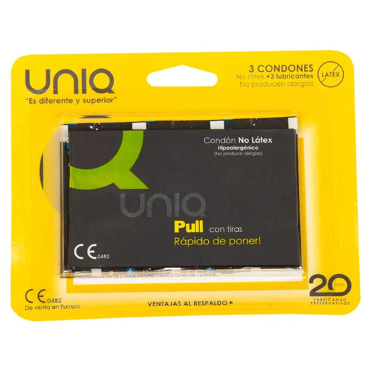 Uniq Pull Latex Free Condoms With Strips 3 Units | Niks.fi verkkokauppa
