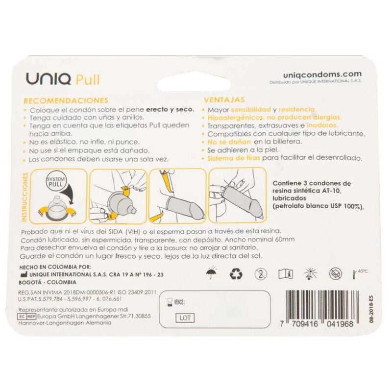 Uniq Pull Latex Free Condoms With Strips 3 Units | Niks.fi verkkokauppa