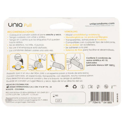 Uniq Pull Latex Free Condoms With Strips 3 Units | Niks.fi verkkokauppa