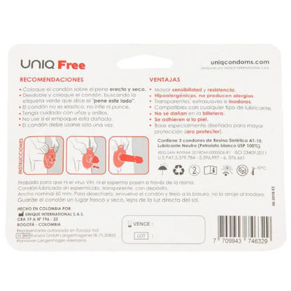 Uniq Free Latex Free Condoms With Protective Ring 3 Units | Niks.fi verkkokauppa