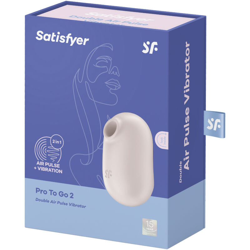 Satisfyer Pro To Go 2 Double Air Pulse Stimulator & Vibrator Beige | Niks.fi verkkokauppa