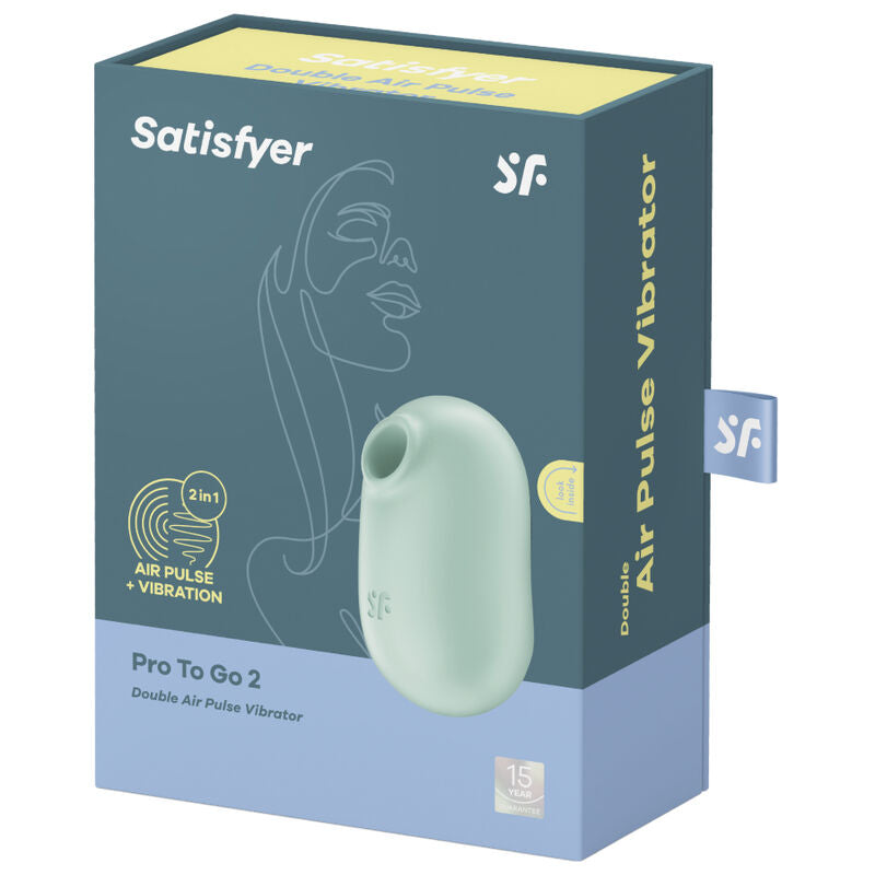 Satisfyer Pro To Go 2 Double Air Pulse Stimulator & Vibrator Green | Niks.fi verkkokauppa
