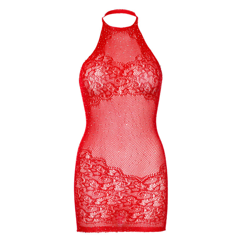 Leg Avenue Rhinestone Halter Mini Dress One Size Red | Niks.fi verkkokauppa